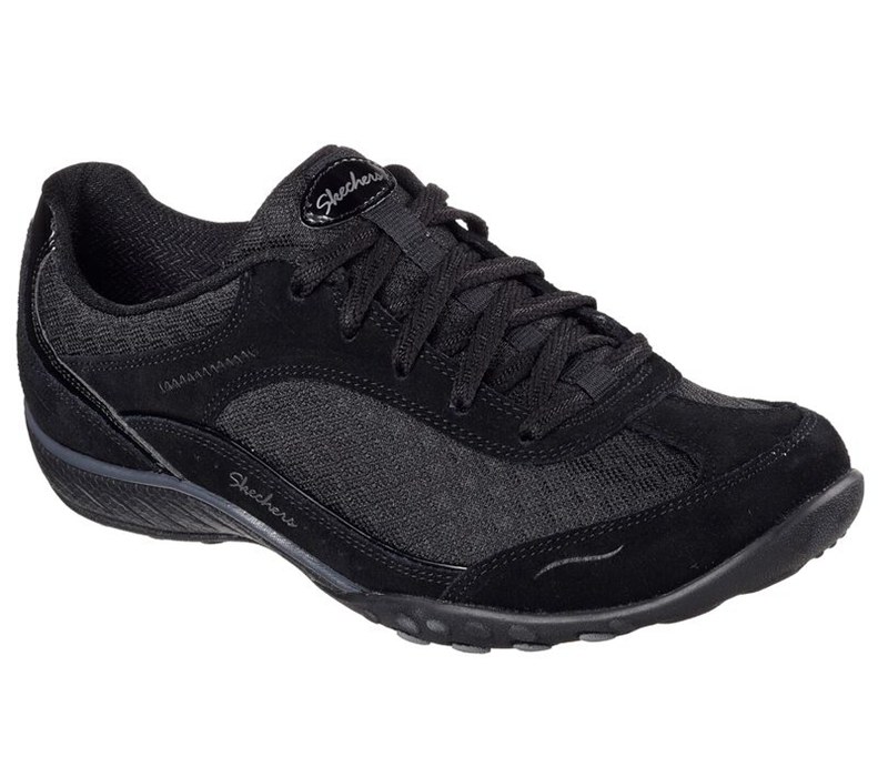 Skechers Dam Svarta Snörskor - Relaxed Fit: Breathe Easy - Simply Sincere - Sverige (PUOEK-8614)